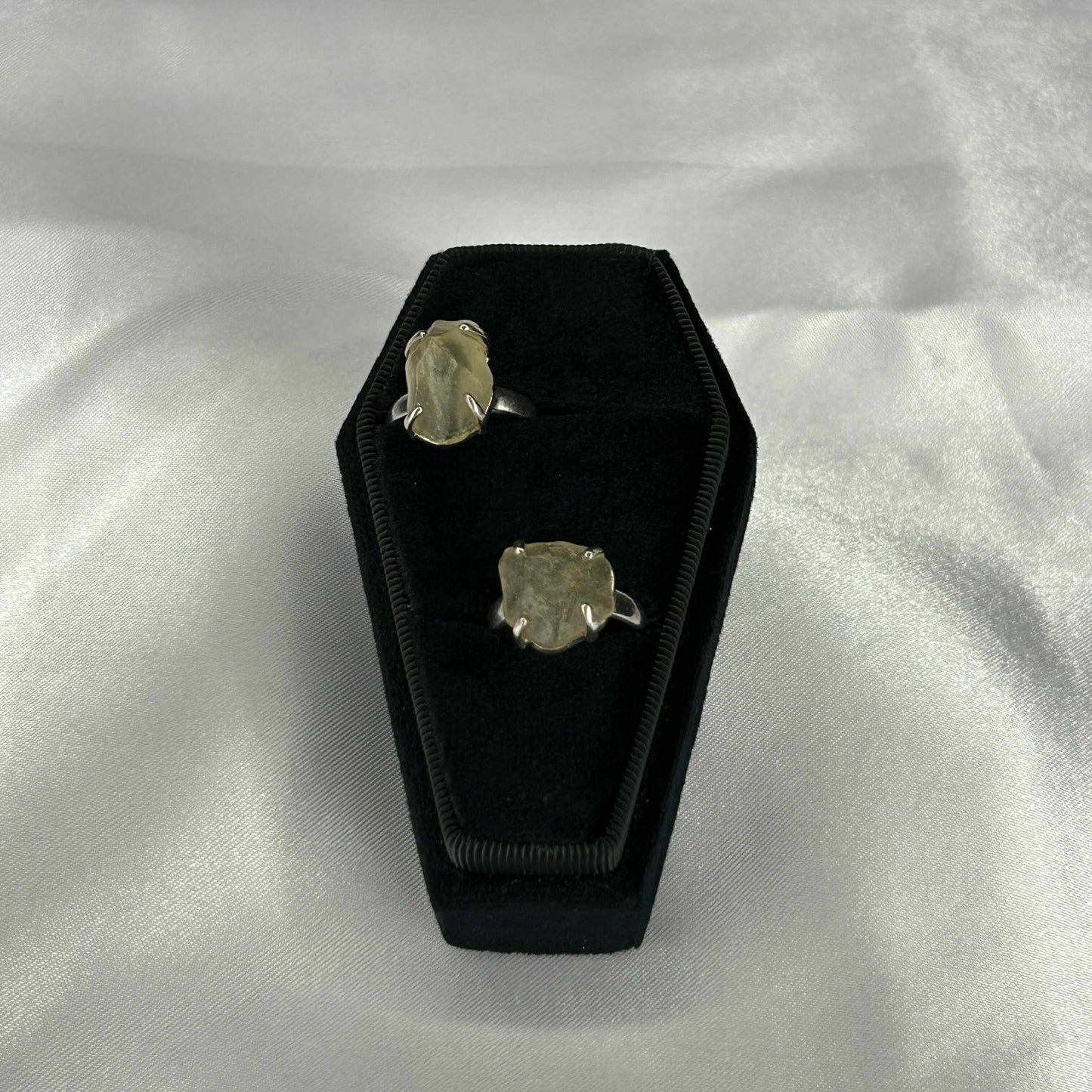 Libyan Desert Glass Sterling Silver Raw Cut Ring