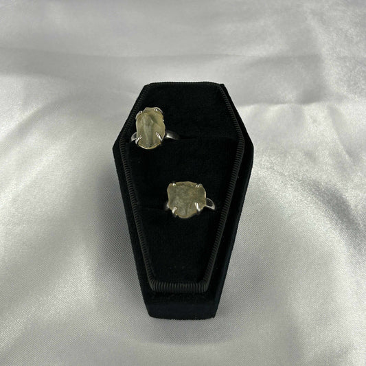 Libyan Desert Glass Sterling Silver Raw Cut Ring