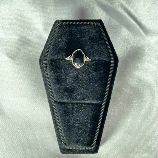Onyx Sterling Silver Diamond Cut Ring