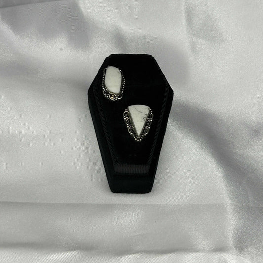 White Howlite in Sterling Silver Setting Ring