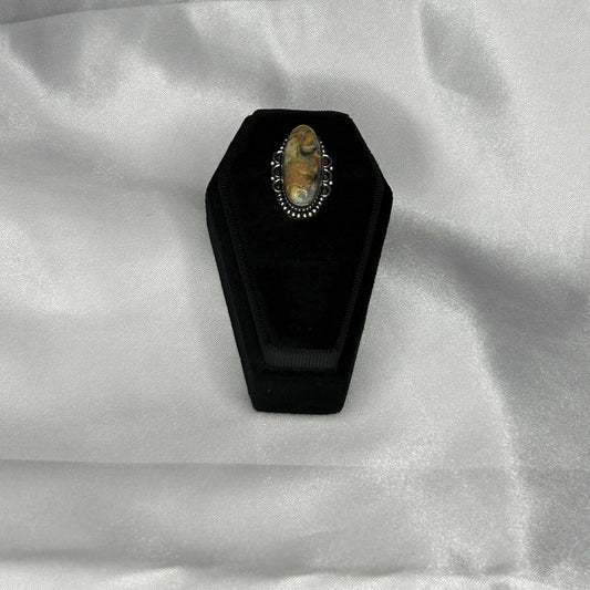 Bumble Bee Jasper Oval Cut in Sterling Silver Ring