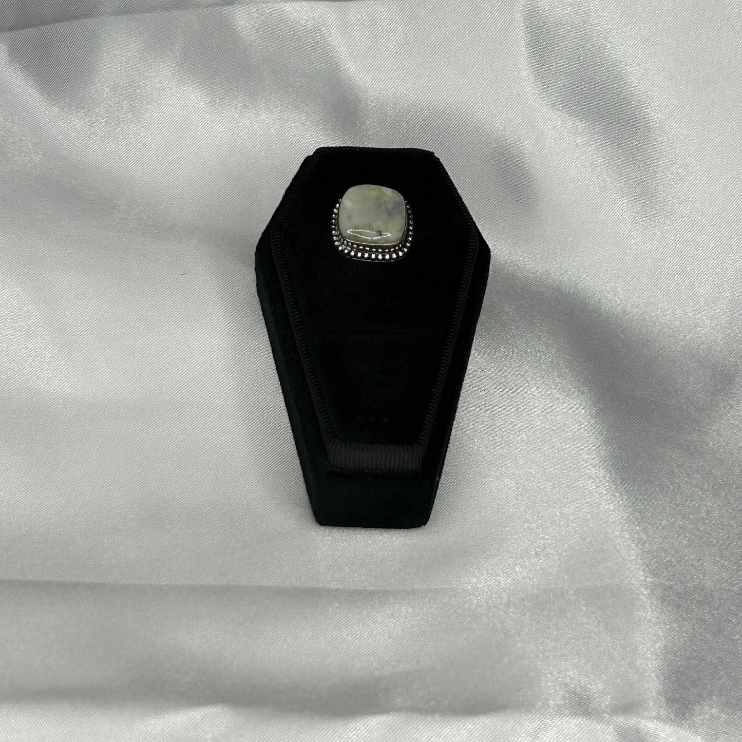 Dendritic Opal Square Cut in Sterling Silver Ring