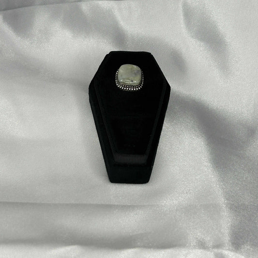 Dendritic Opal Square Cut in Sterling Silver Ring