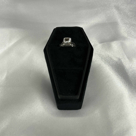 Pink Kunzite Sterling Silver Square Raw Cut Ring