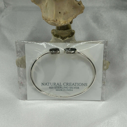 Moldavite Raw Cut in Sterling Silver Bracelet