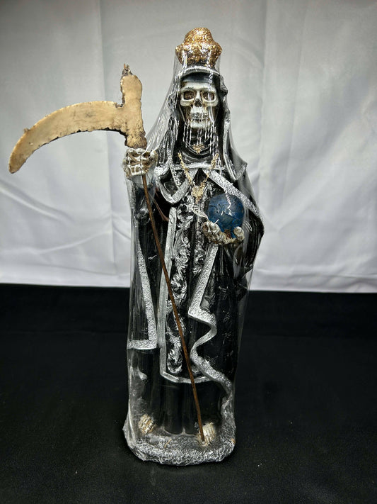 Consecrated 12in Black Santa Muerte Statue