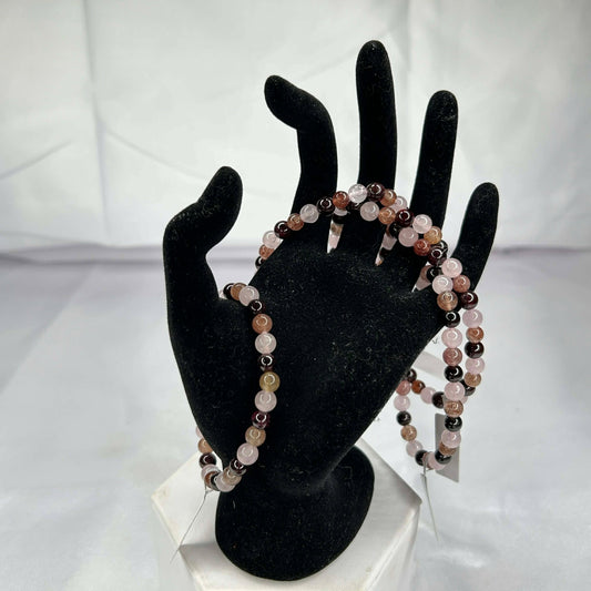 Bracelet of Strawberry/ Rose Qrtz and Garnet