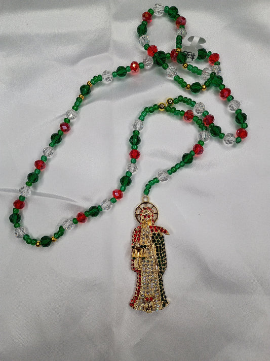 Red and Green Santa Muerte Rosary