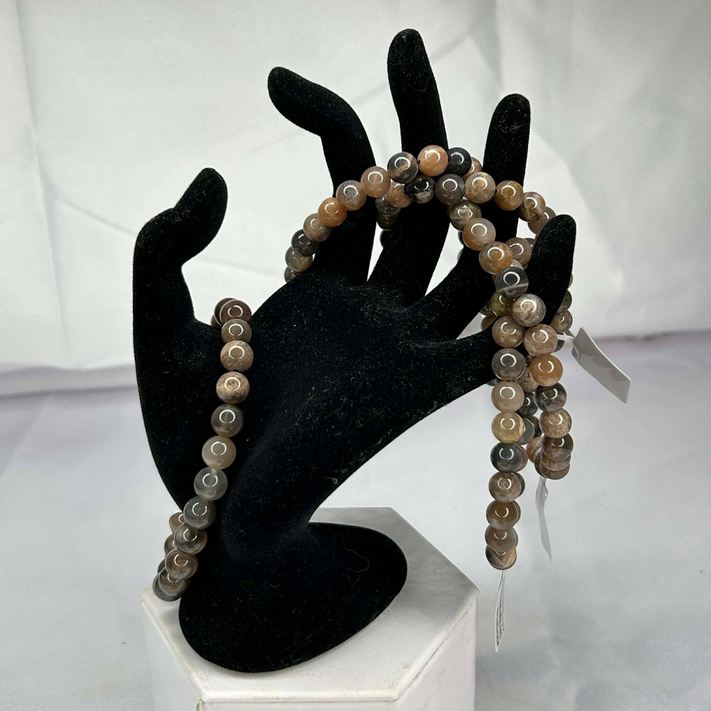 Peach + Black Moonstone Bracelet (8mm)