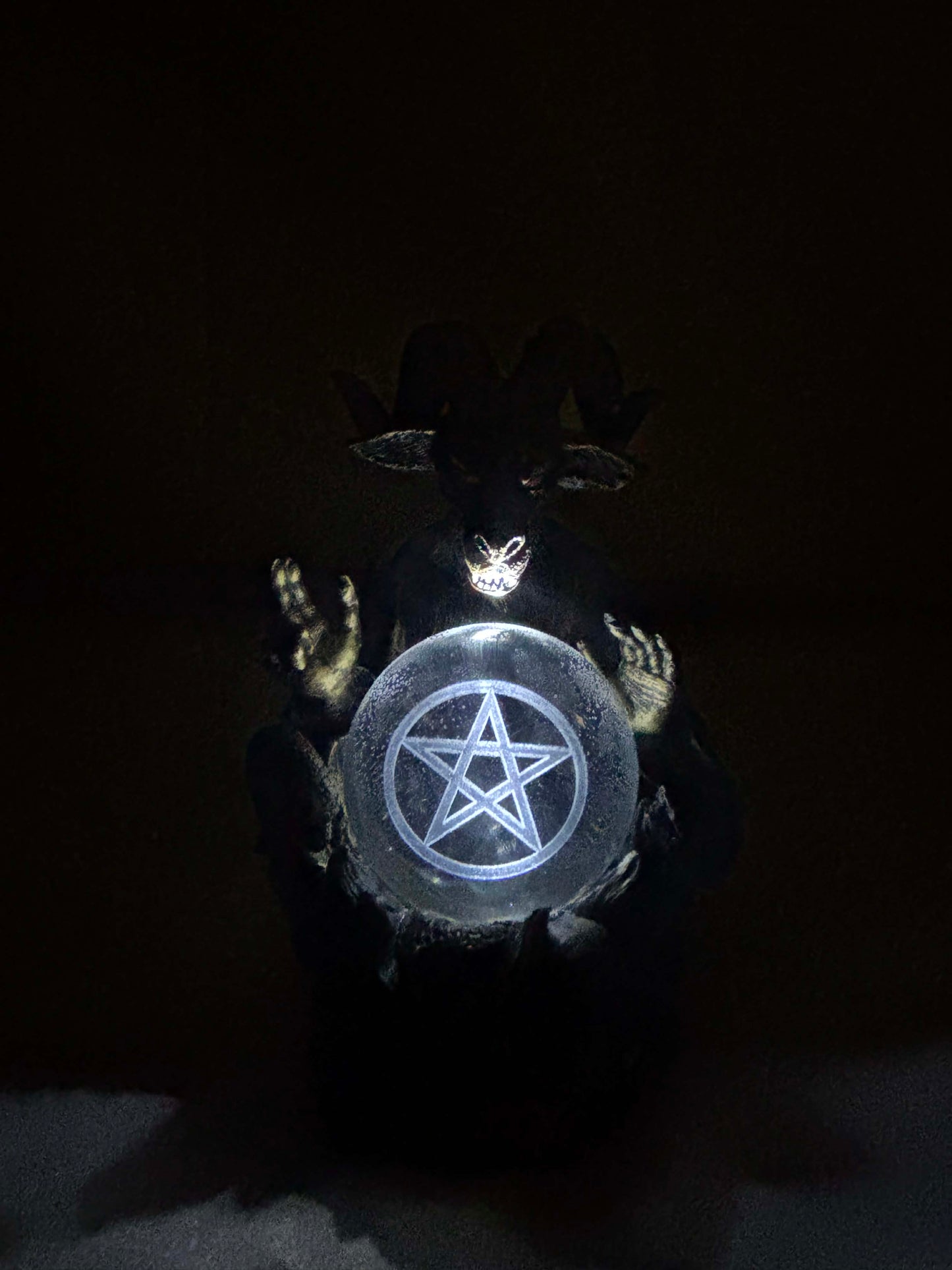 Baphomet with Light up Pentacle Crystal Ball