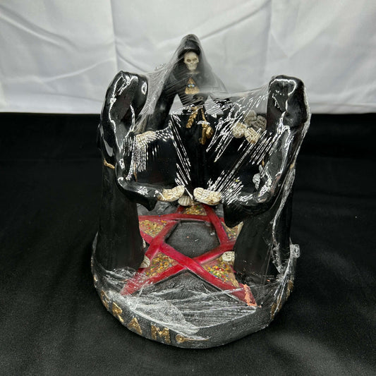 Santa Muerte on Pentagram (9in Statue) - Black