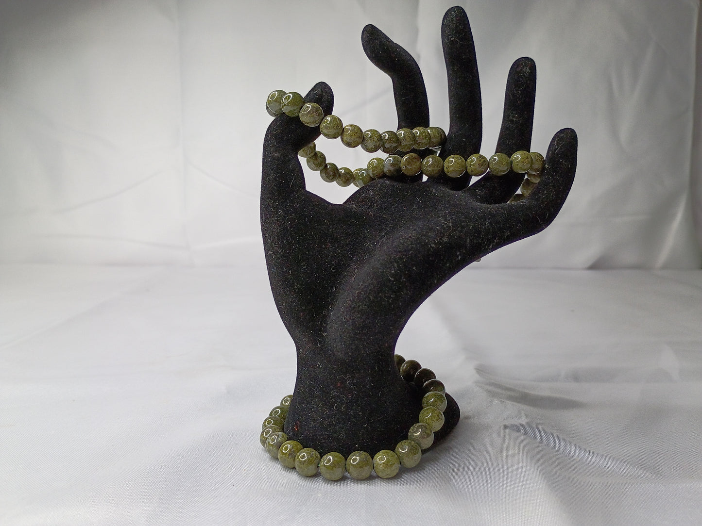 Bracelet of Epidote with Pyrite