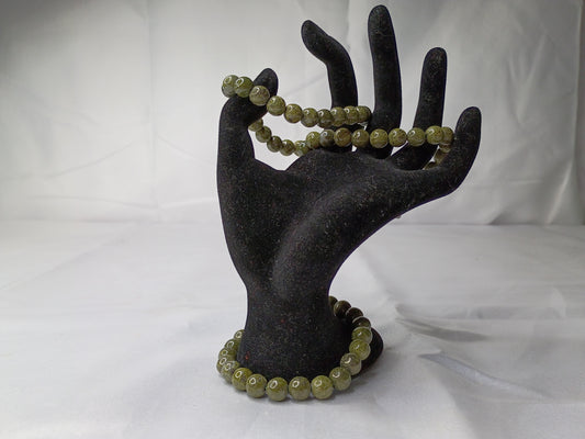 Bracelet of Epidote with Pyrite