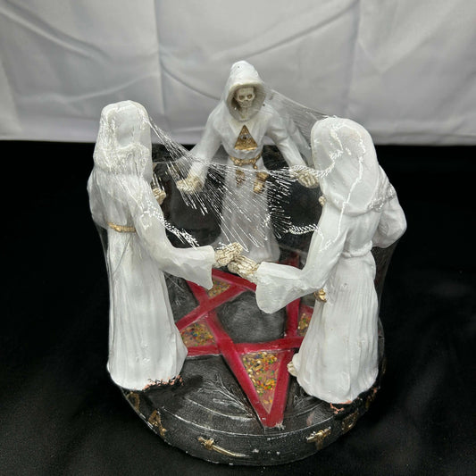 Santa Muerte on Pentagram (9in Statue) - White