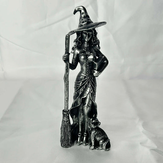 Ceramic Witch Standing with Familiar