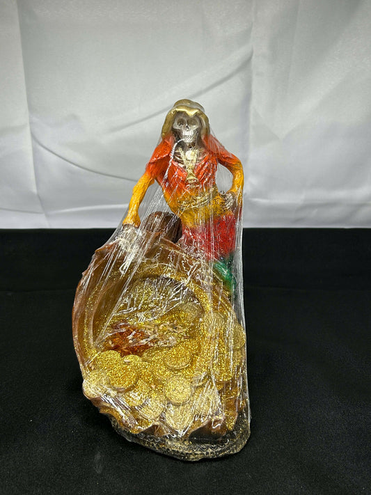 7 Colors Santa Muerte Statue with Fixed Cornucopia 8 1/2 in Statue