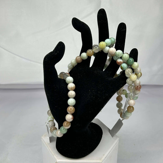 Bracelet of Green Cherry Blossom Agate