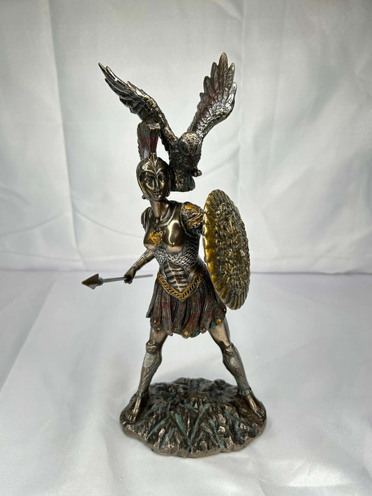 Metal Greek Goddess Athena 10in Statue