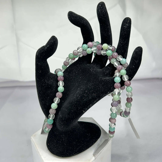 Bracelet of Amazonite, Lepidolite, and Clear Quartz