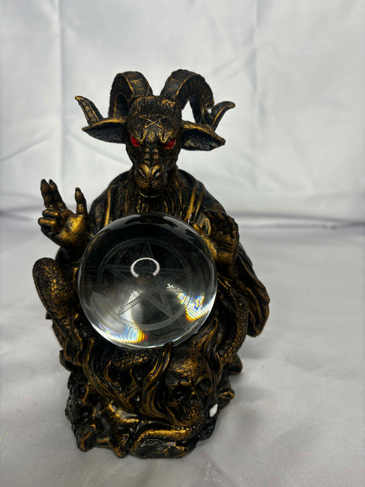 Baphomet with Light up Pentacle Crystal Ball