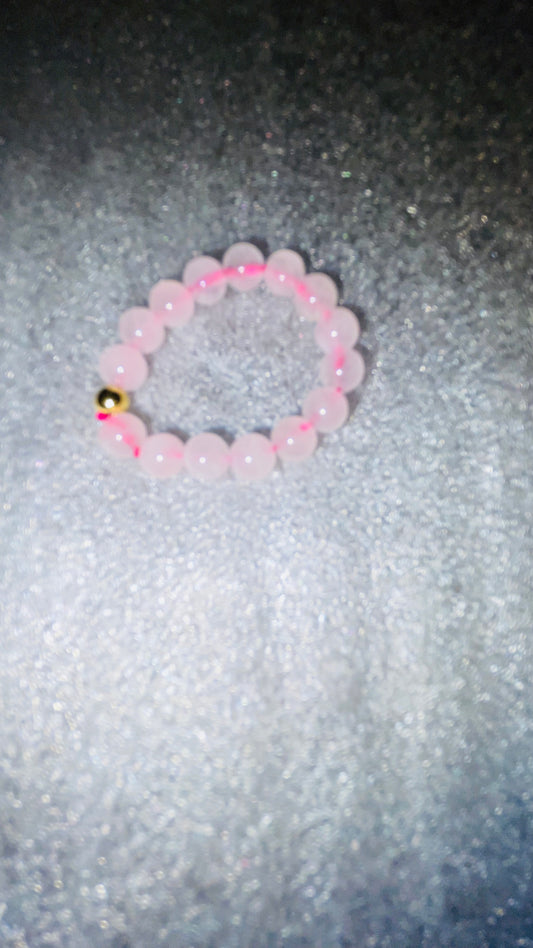 Rose quartz bead ring