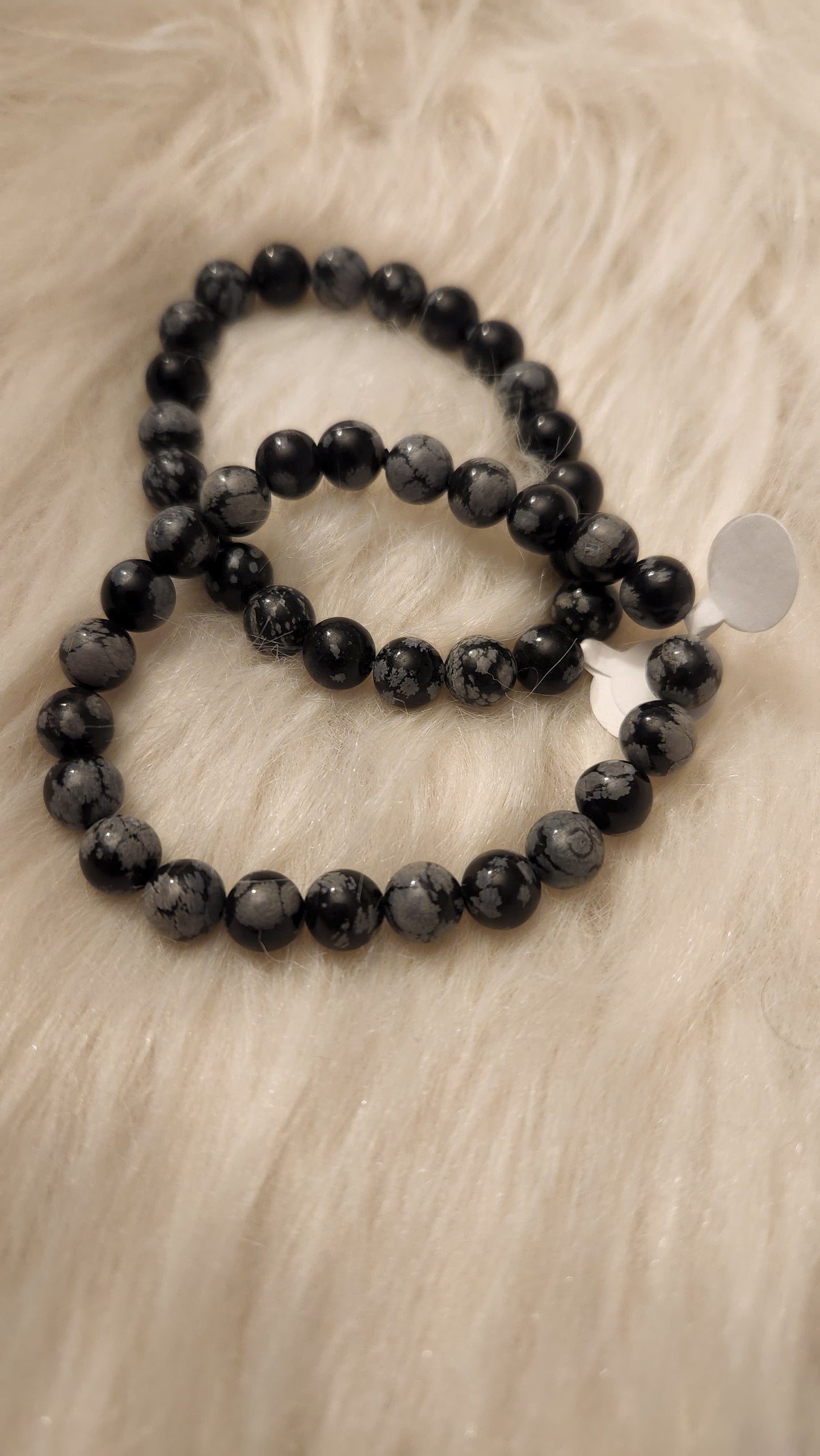 snowflake obsidian 8mm bracelet