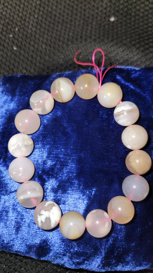 Flower agate (Extra Lg bead) bracelet