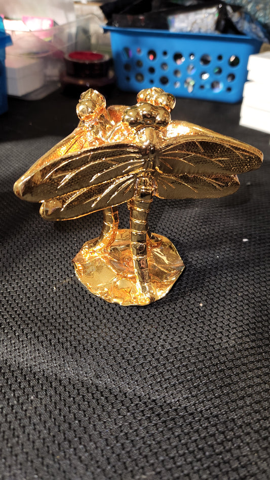 Gold dragonfly sphere holder