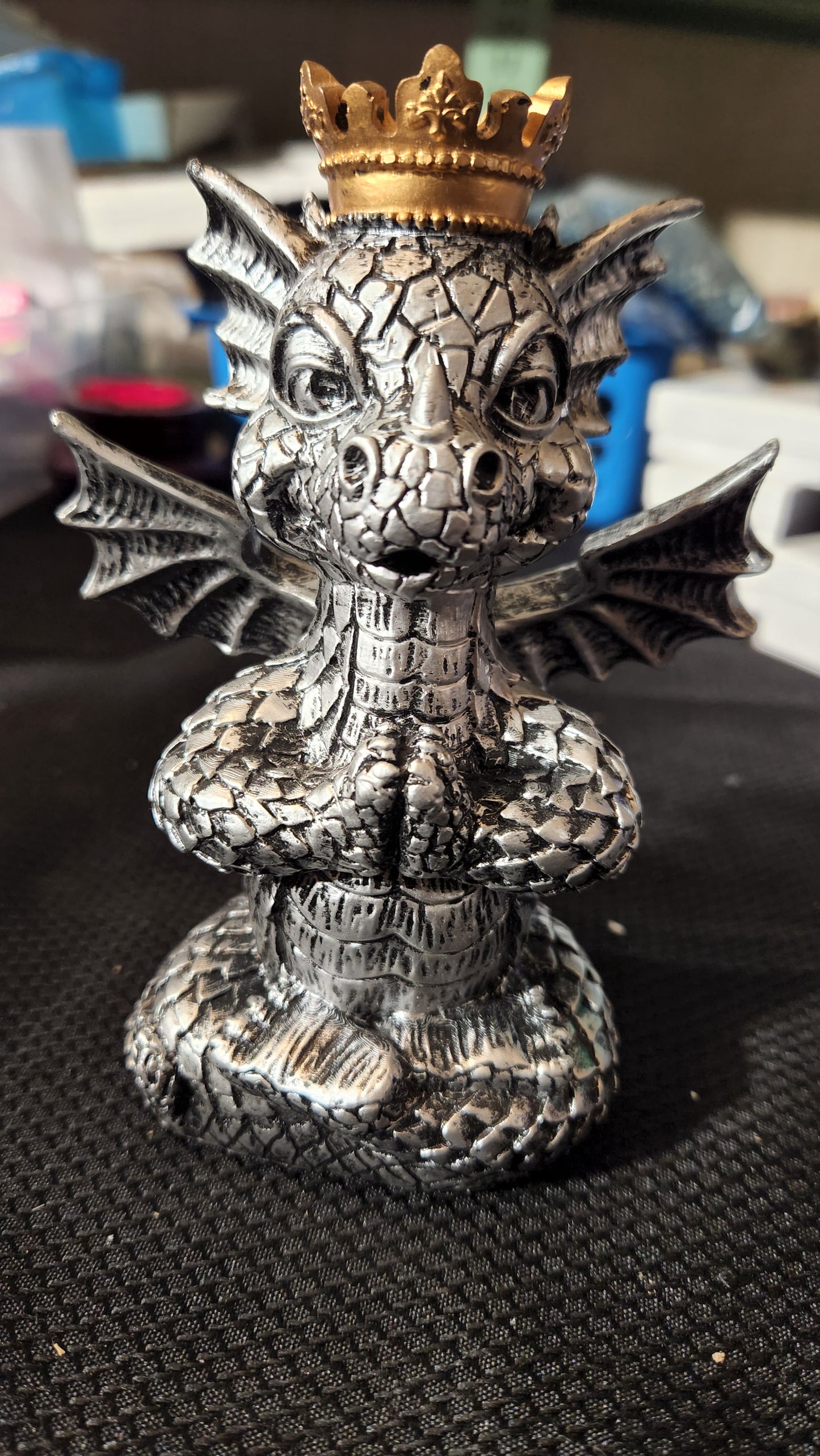 Silver dragon sphere holder