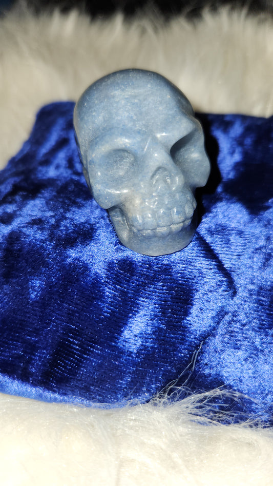 Blue quartz 2" skull