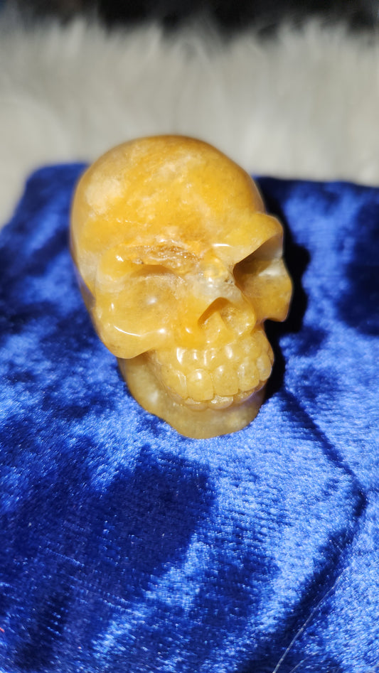 Yellow calcite 2" skull