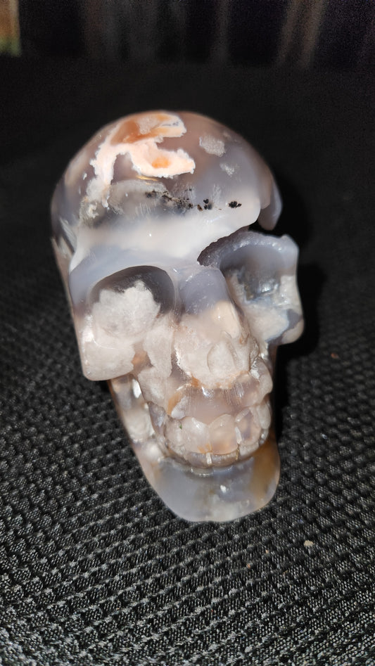 4" Druzy Flower Agate Skull