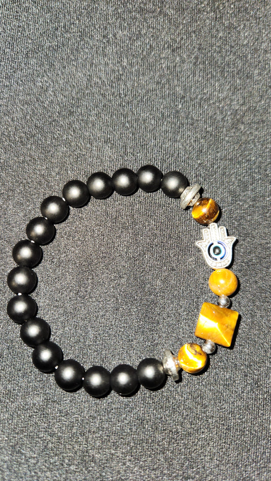 Hamsa hand with tiger eye bracelet