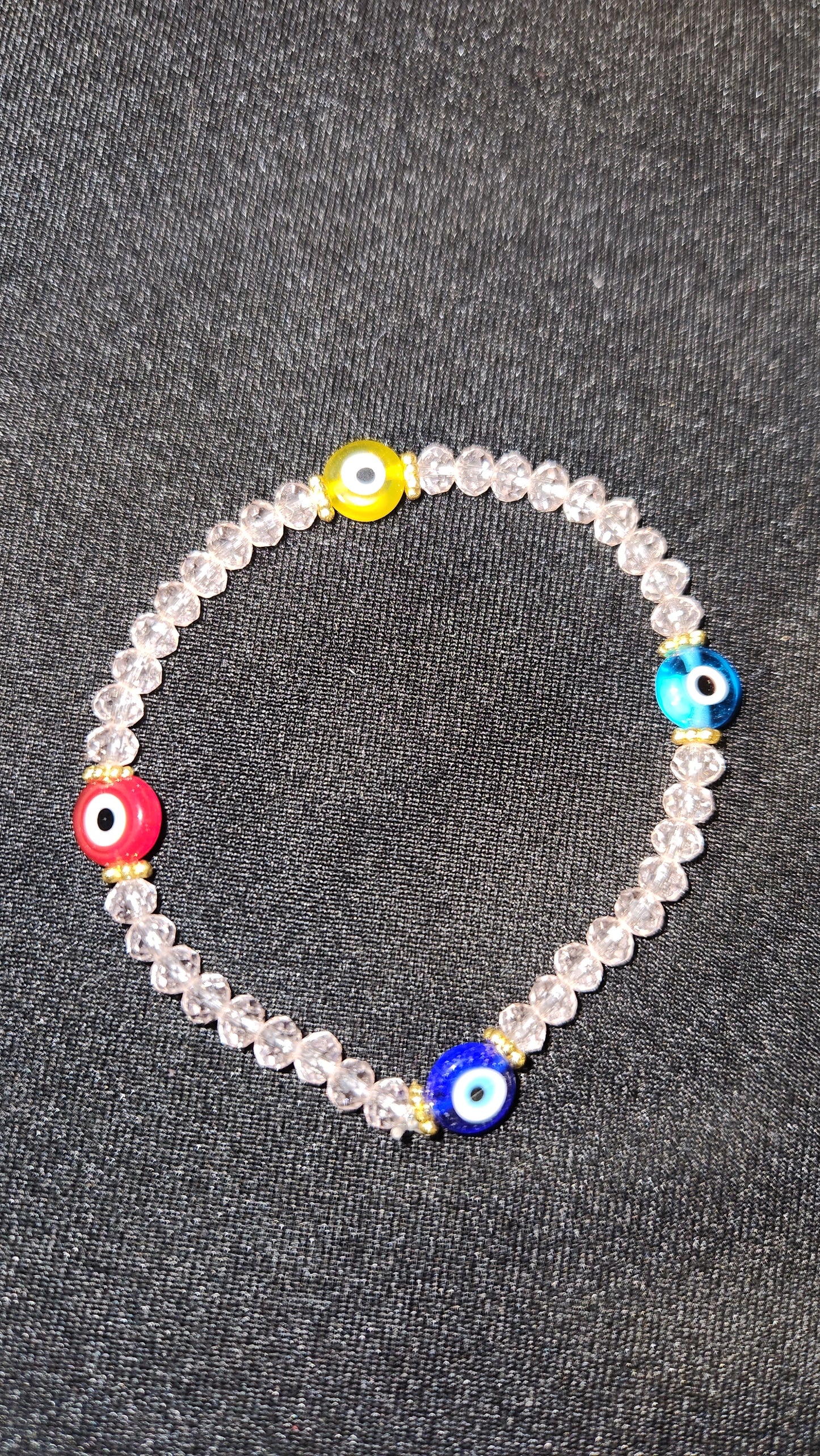 Multi colored evil eye with pink beads