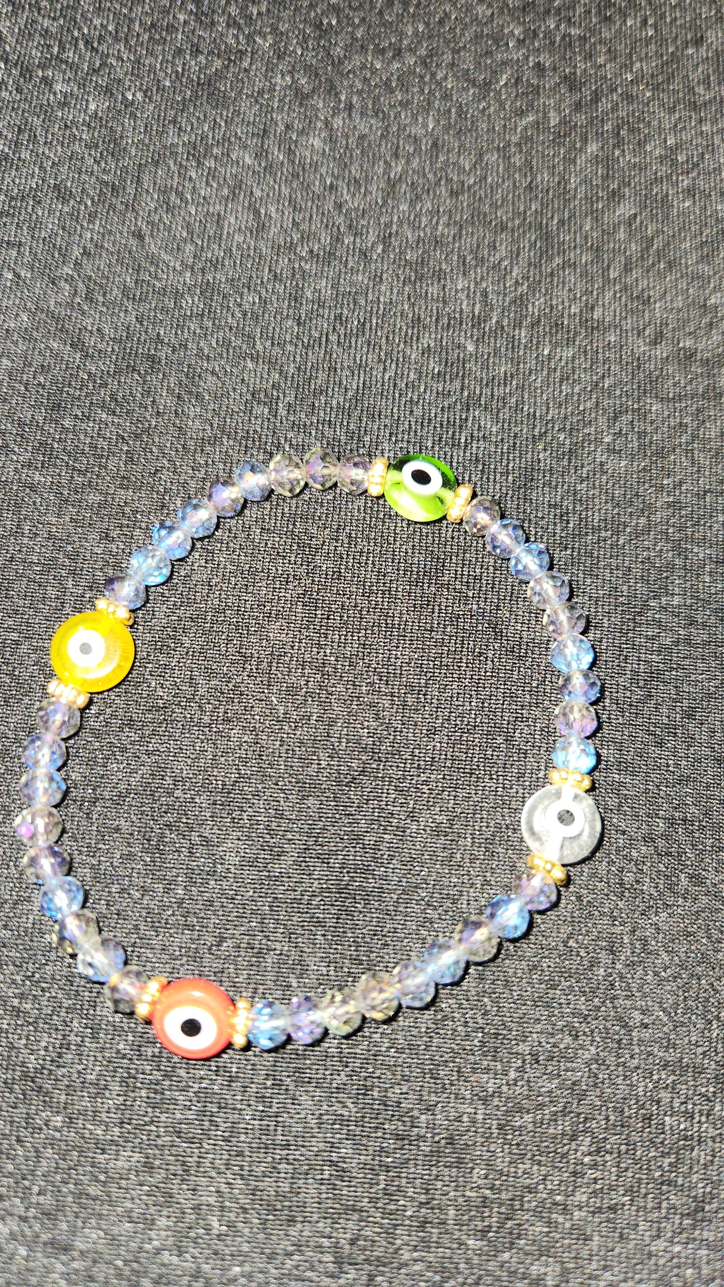 Multi colored evil eye with iridescent beads