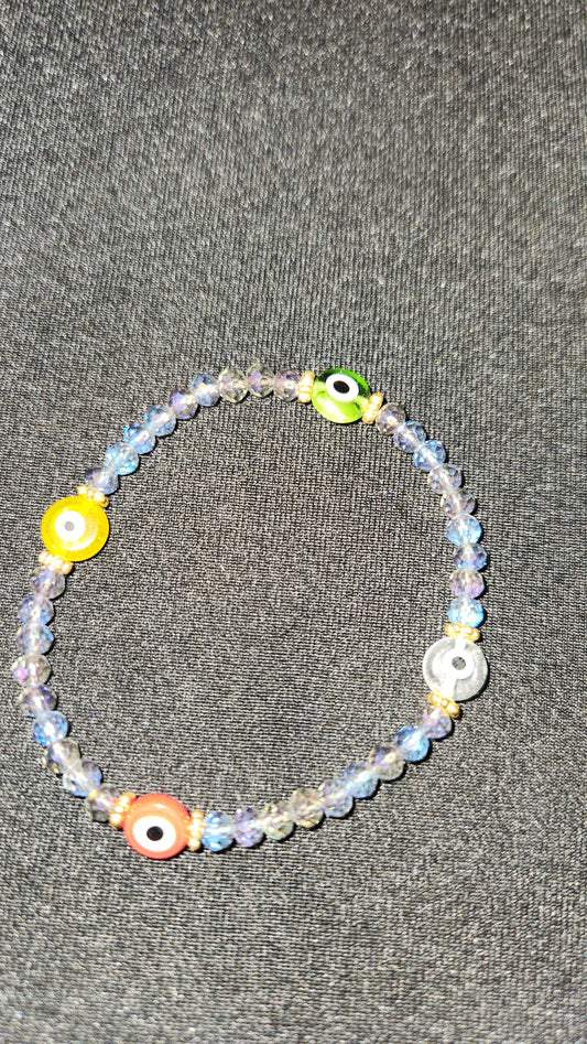 Multi colored evil eye with iridescent beads