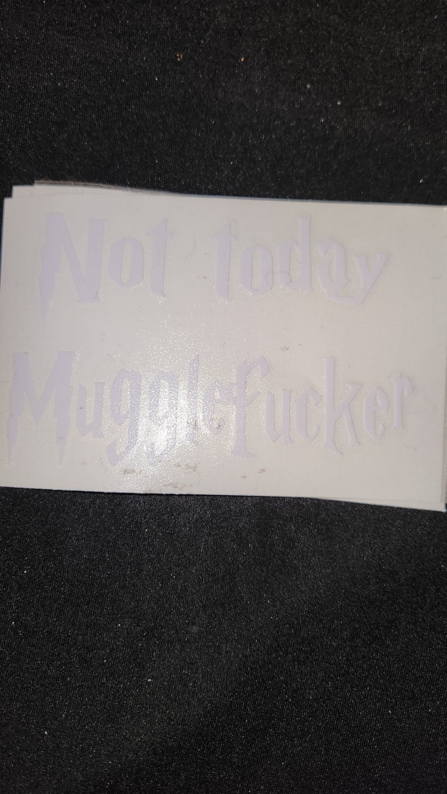 Car decal { not today mugglefucker}