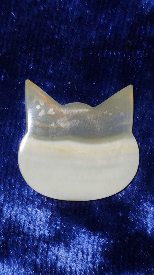 Iris Agate Cat Head Carving - A - from Indonesia