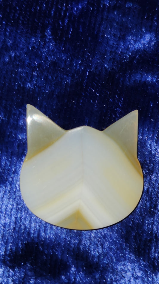 Iris Agate Cat Head Carving - B - from Indonesia