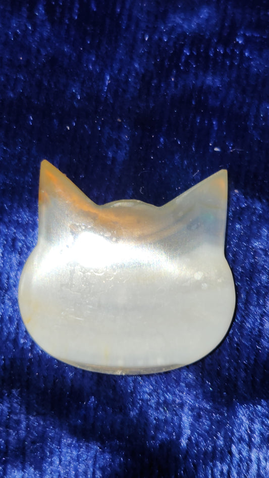 Iris Agate Cat Head Carving - D - from Indonesia