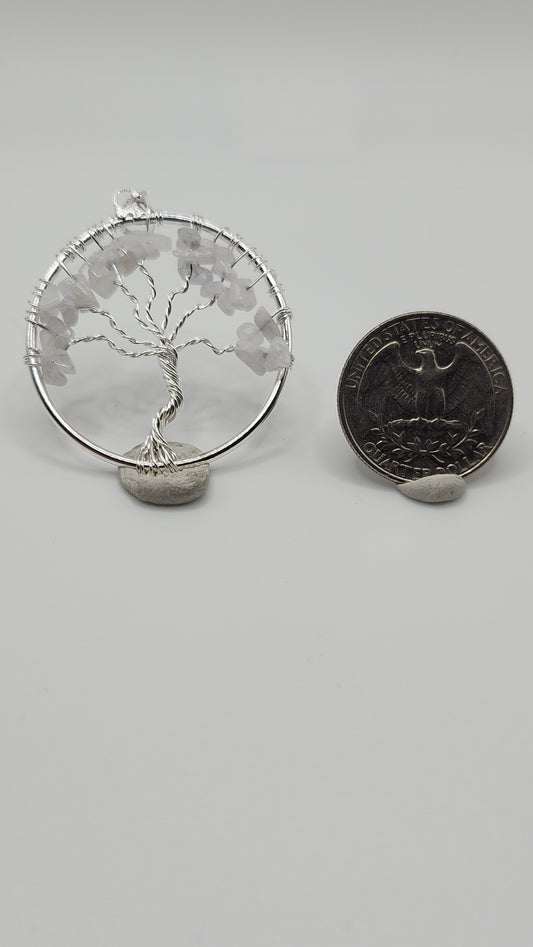 White moonstone tree of life pendent (silvertone)