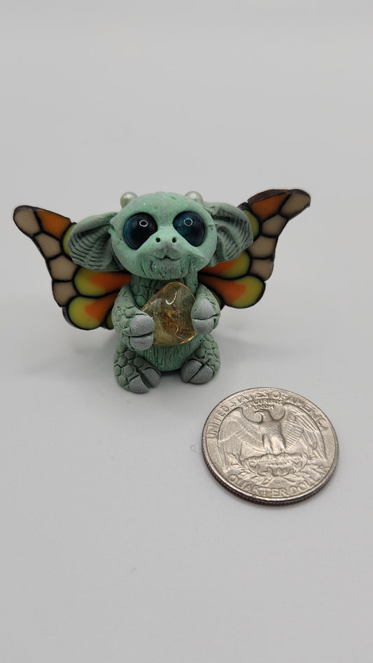 Poly resin creature with crystal  #10