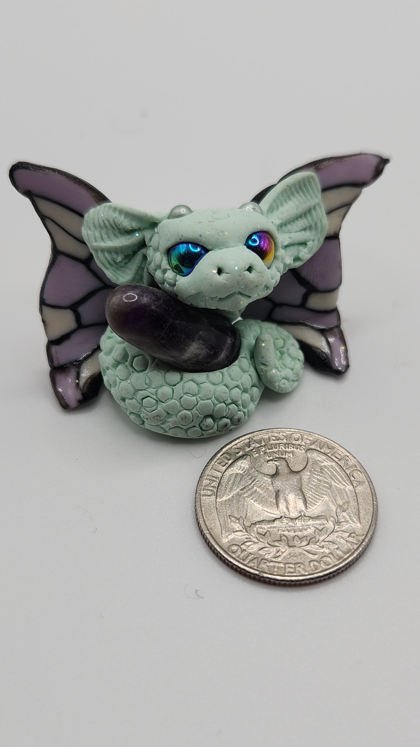 Poly resin creature with crystal  #43