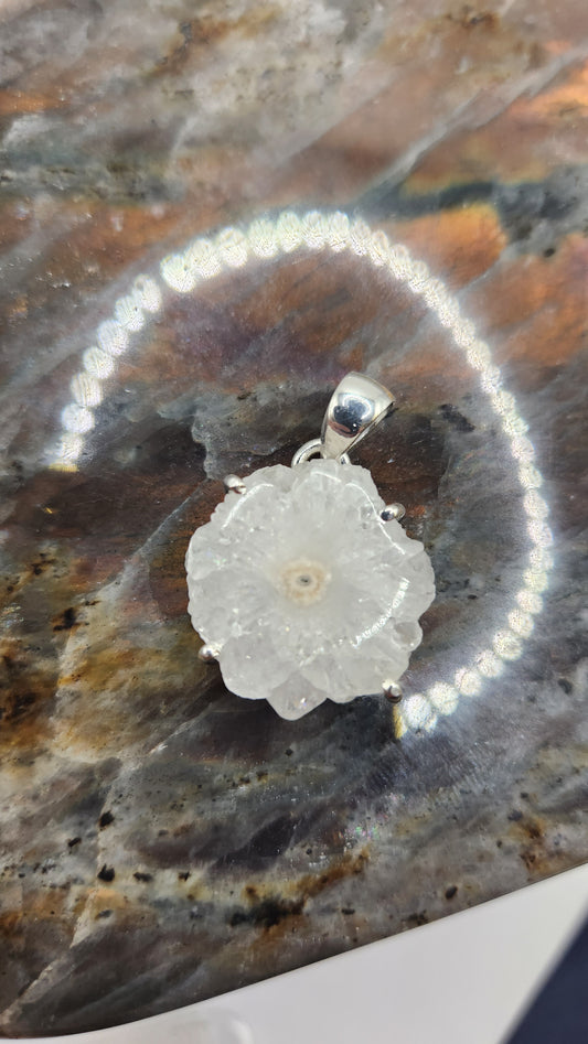 Sterling Silver Solar Quartz Eye Pendent - A