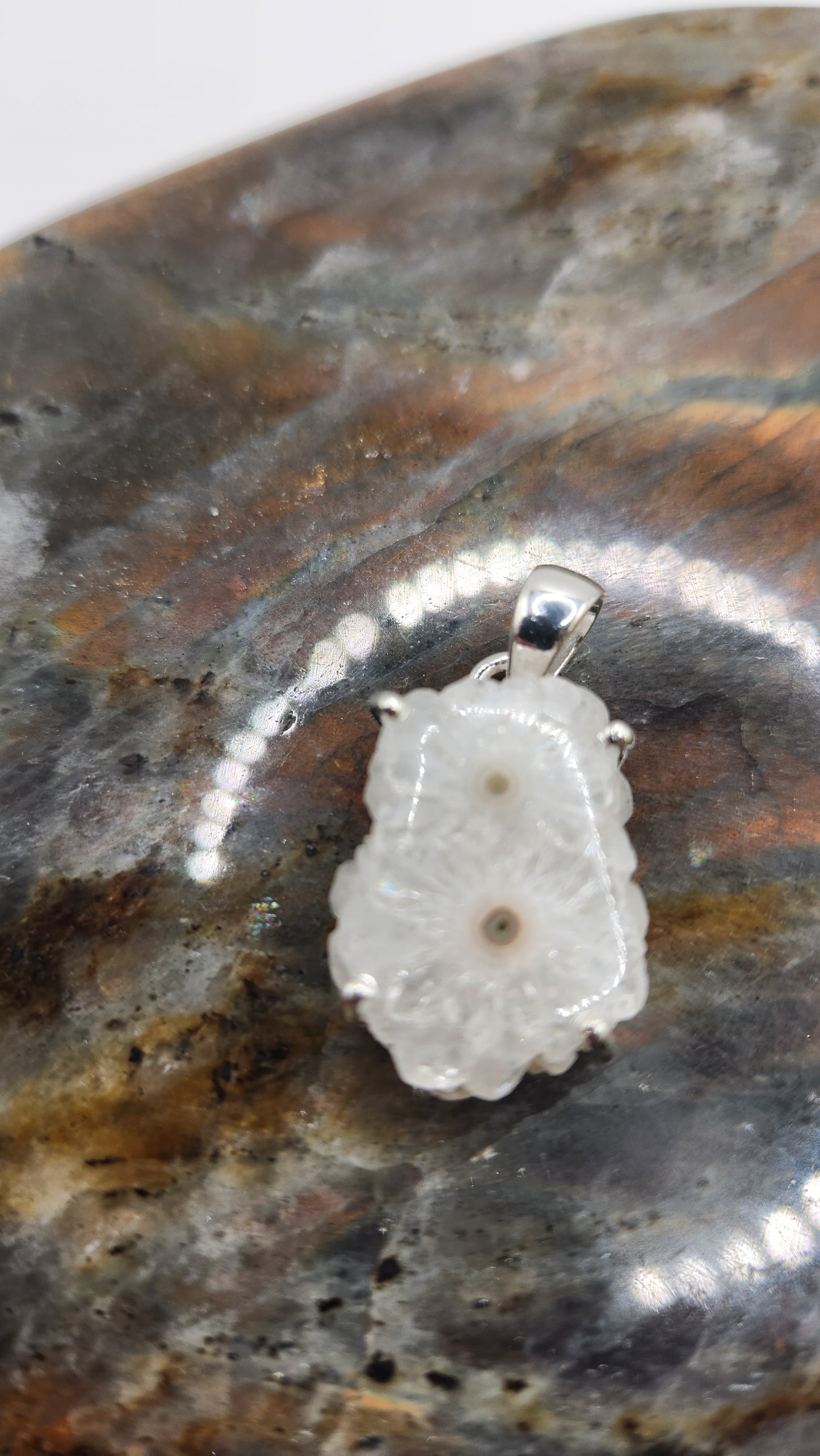 Sterling Silver Solar Quartz Eye Pendent - B