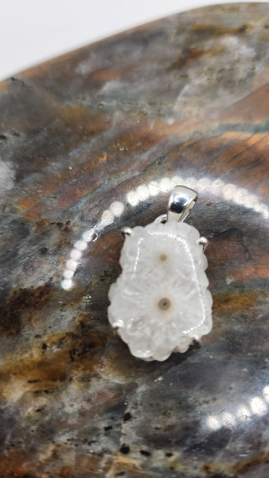 Sterling Silver Solar Quartz Eye Pendent - B