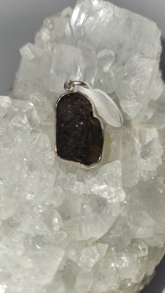 Sterling Silver Tektite pendent H