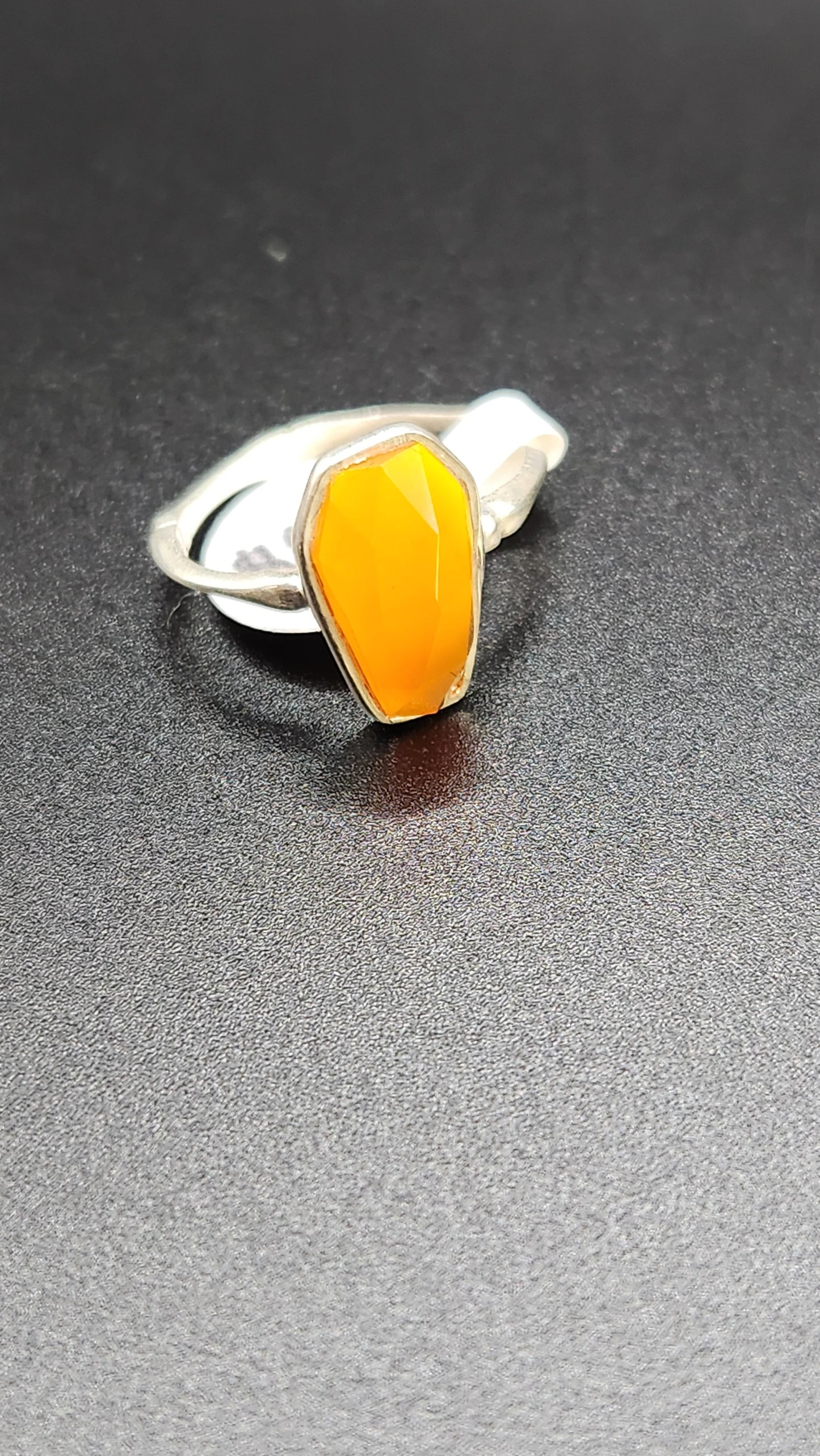 Sterling silver Carnelian Coffin ring (size 6)