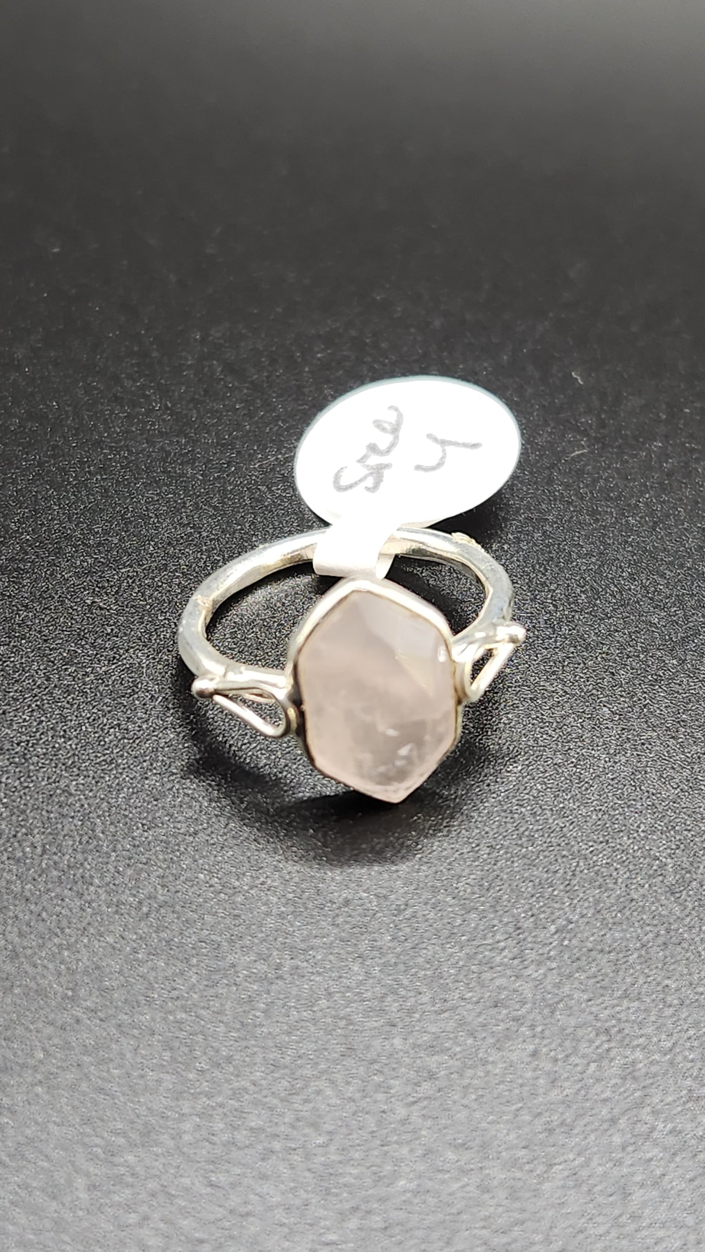 Sterling Silver DT Rose Quartz ring (size 4)