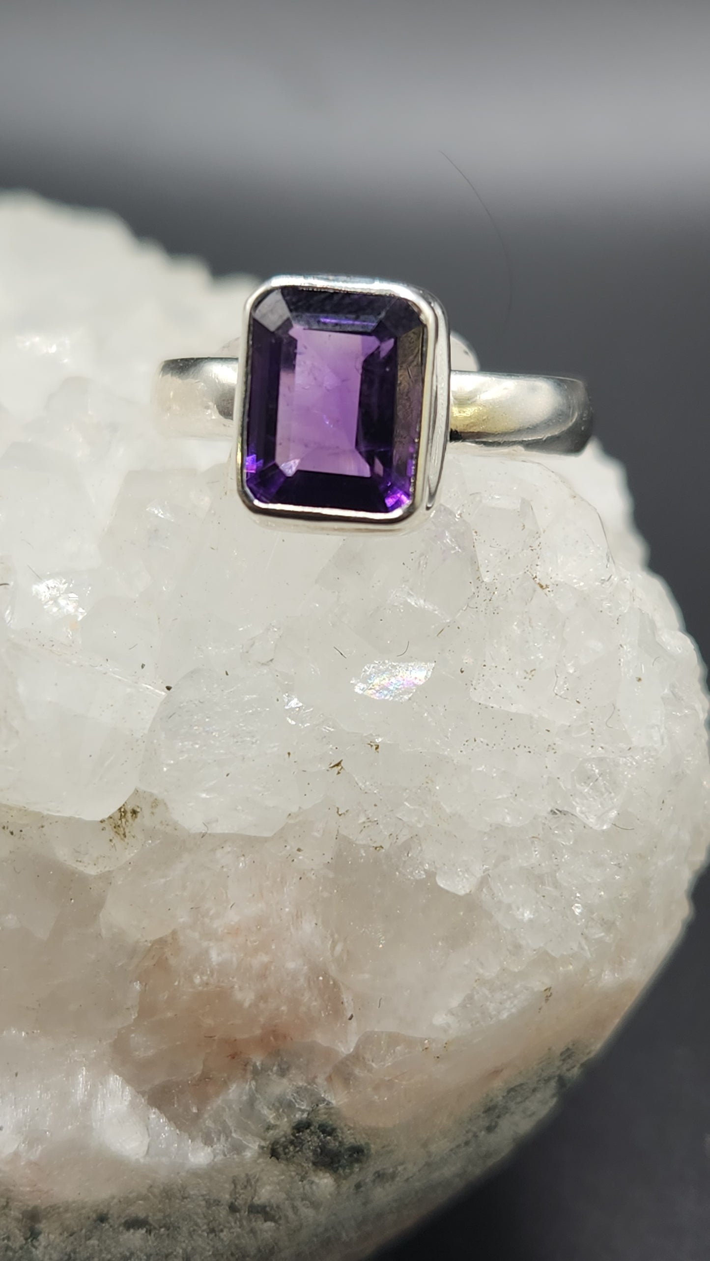 Sterling Silver Square Amethyst  ring (size 8)